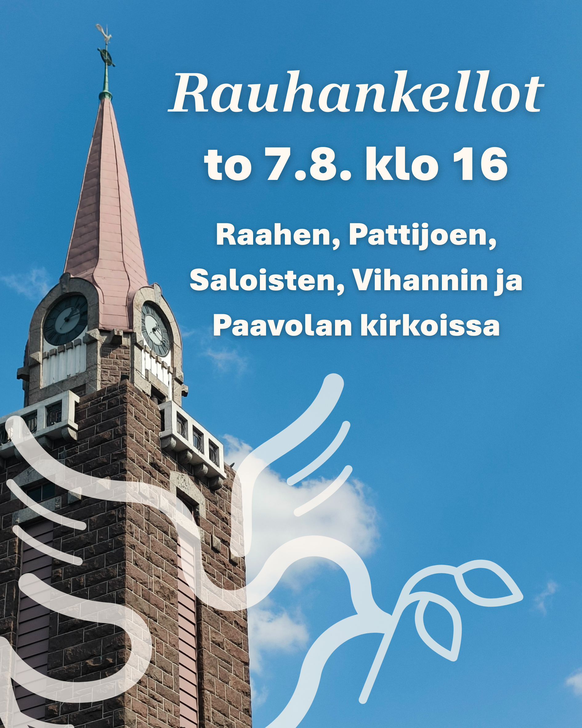 Raahen seurakunta osallistuu torstaina rauhankellojen soittoon.