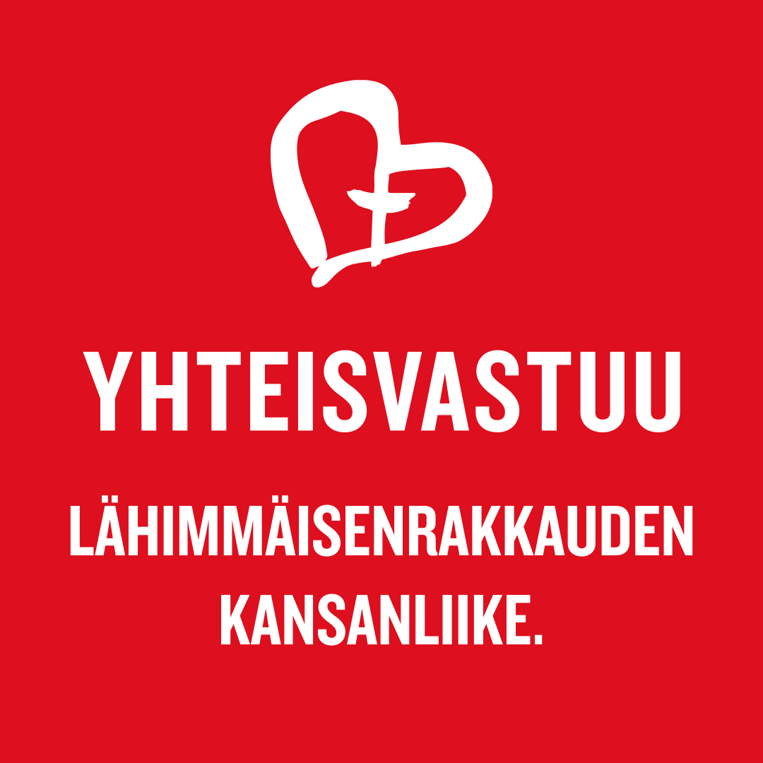 Punaisella pohjalla valkoisella Yhteisvastuukeräyksen sydämen muotoinen logo, sekä teksti Yhteisvastuu, Lähimmäisen rakkauden kansankiike.